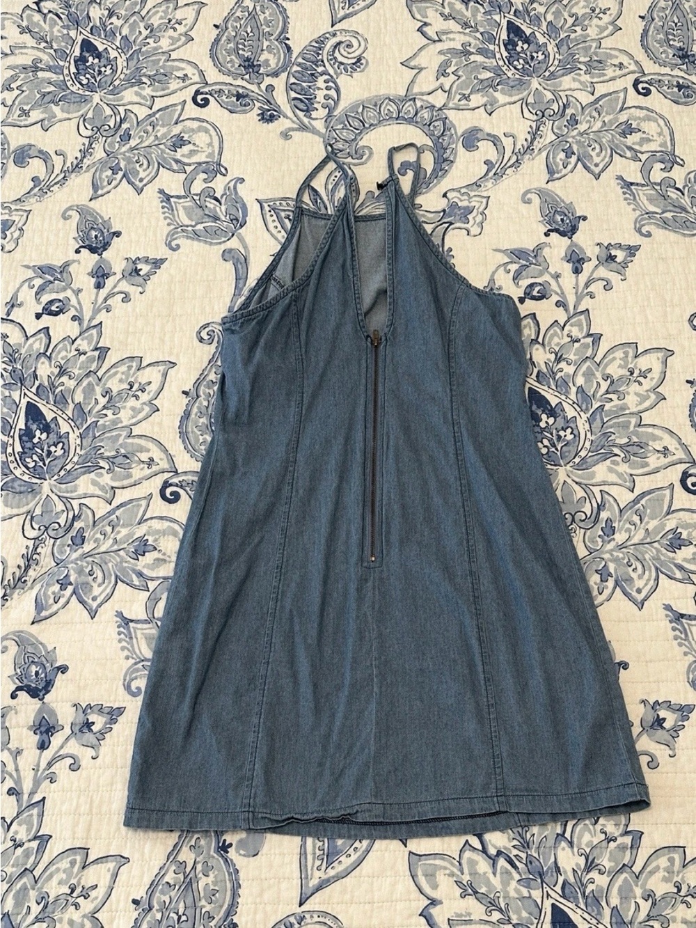 Denim Lightweight Zip-Back Summer Dress - Blue